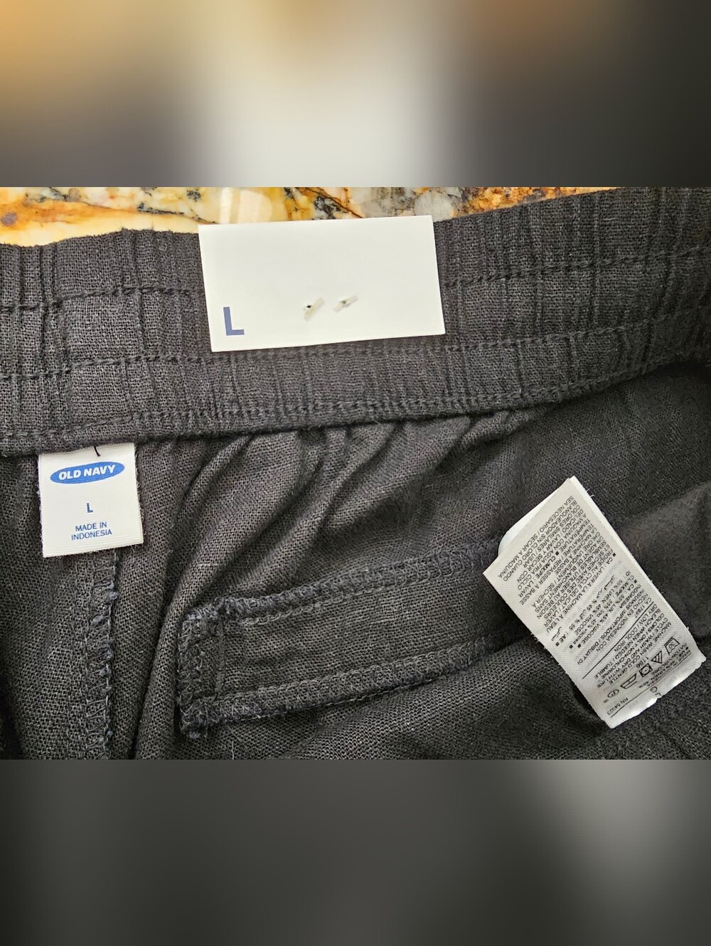 Old Navy Black Women's Drawstring Linen Blend Shorts - Picture 5 of 5
